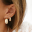 Chunky Stone Hoops- White Opal
