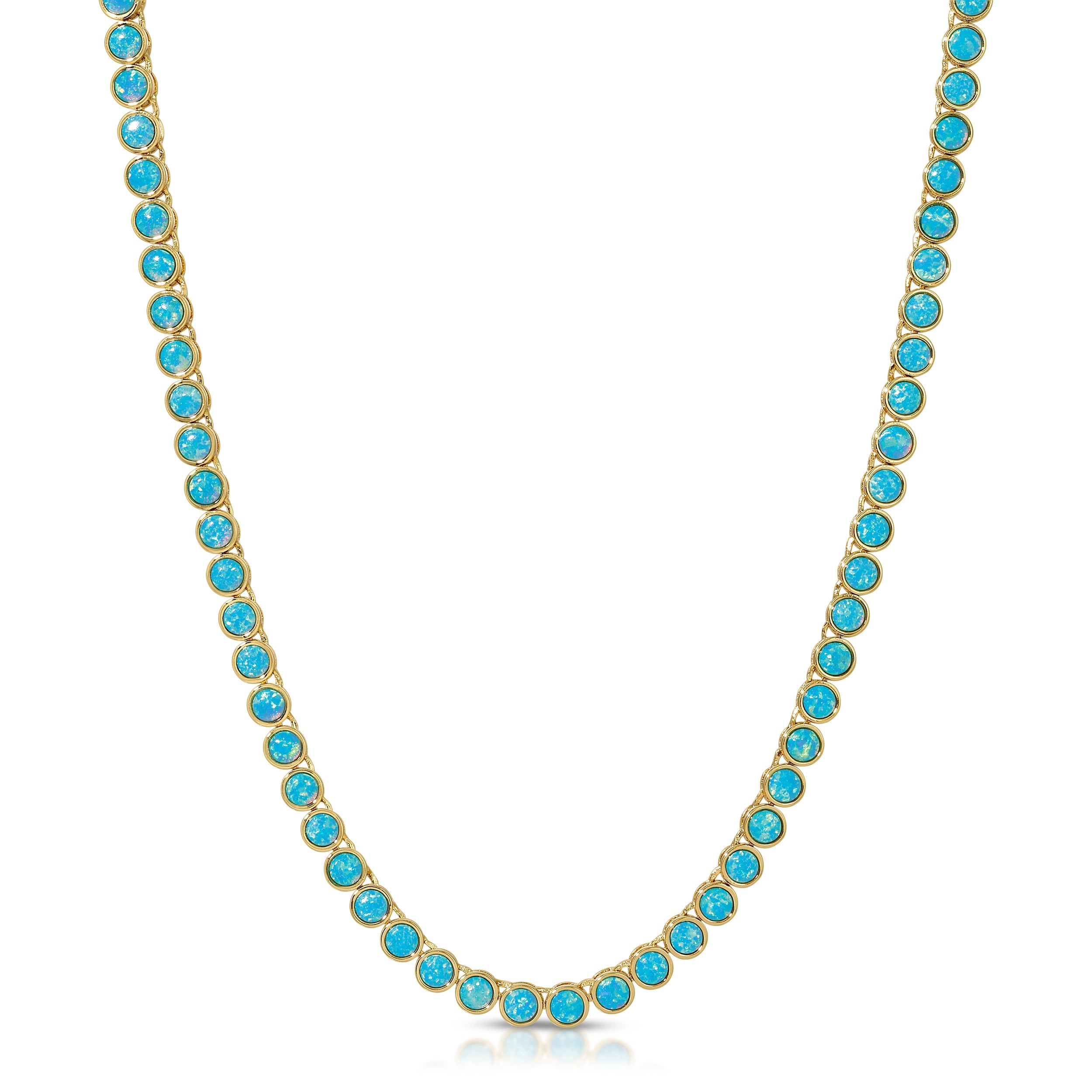 Tennis Necklace- Blue Opal - 16 Inch – Elizabeth Stone