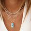 Teardrop Tennis Necklace- Turquoise/gold - 18 inch