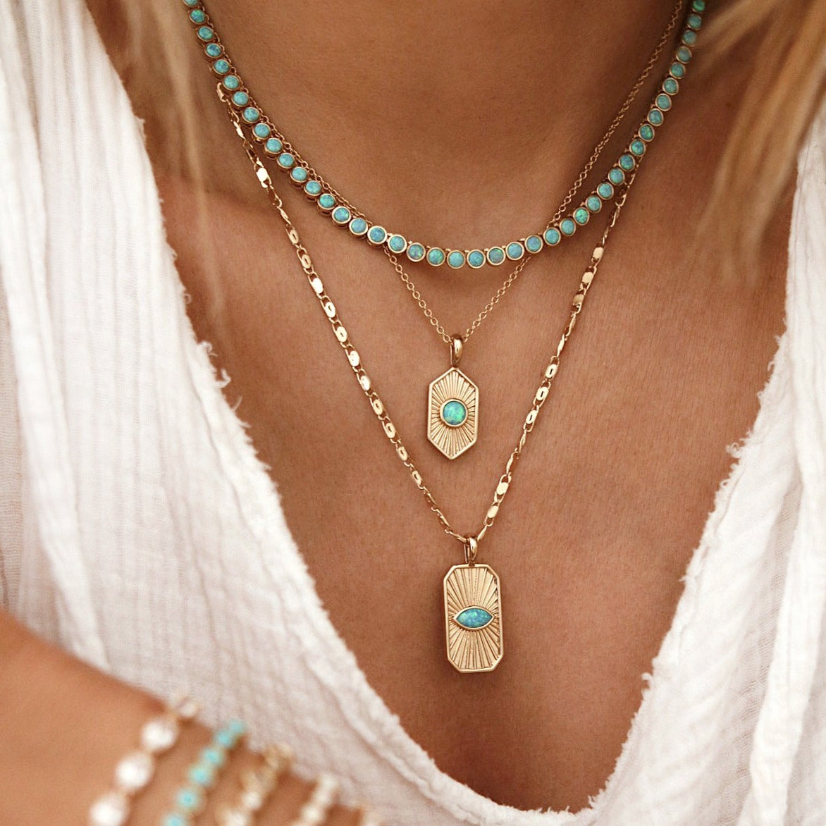 Radiant Opal Necklace Stack Blue – Elizabeth Stone