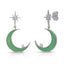 La Lune Earrings - Teal Green/Rhodium Silver