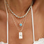 Teardrop Tennis Necklace- Turquoise/gold - 15.5 Inch