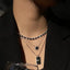 Teardrop Tennis Necklace- Black/Silver - 15.5 inch