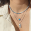 Teardrop Tennis Necklace- Turquoise/Silver - 15.5 inch